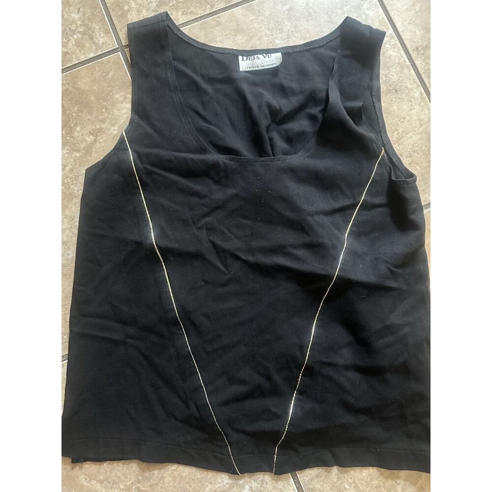 Deja Vu S Scoop Neck Tank Top Blouse Good Trim Accent
